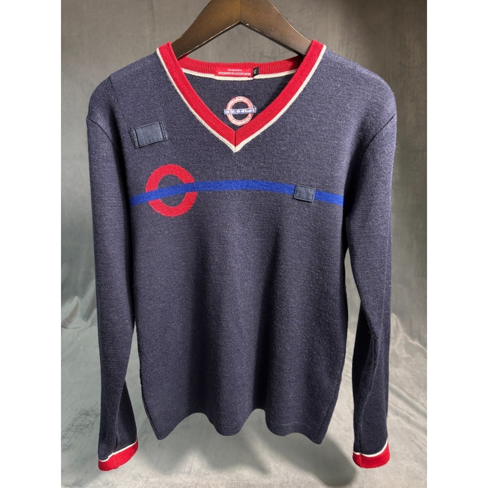 Workwear London Underground Hemingway Design Blue Wool Blend Sweater Jumper   XS